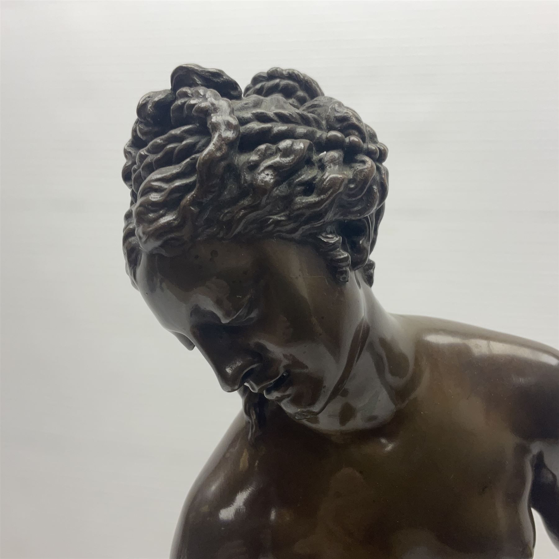 After Christopher Gabriel Allegrain (1710-1795),  Venus au bain, bronze, upon square plinth, Impressed F Barbedienne Fondeur, the base impressed C G Allegrain Fecit 1767, and bearing Barbedienne foundry seal, overall H51cm