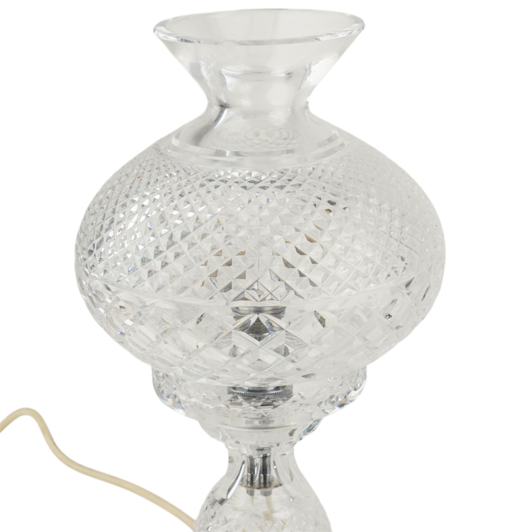 Waterford Inishmore pattern glass table lamp H36cm
