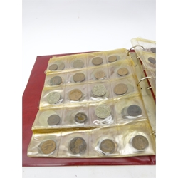  Collection of Queen Victoria and later Great British coins including QV 1845 crown, small number of other silver coins, various 'Bun Pennies' etc, in one album  