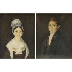 English School (19th century): Portraits of Samuel Whiting of Reading and His Wife Susanna...