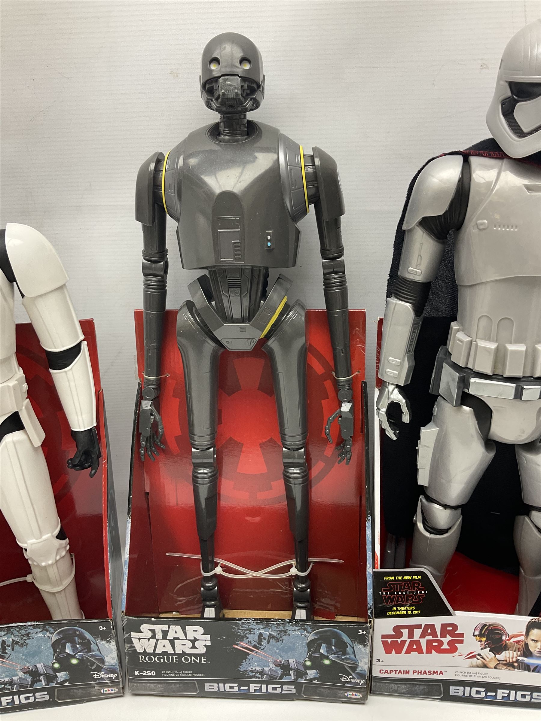 Star Wars - seven Jakks Pacific Big-Figs comprising Jyn Erso, Poe Dameron, Han Solo, Stormtrooper, Captain Phasma, Praetorian Guard and K-2SO; all boxed (7)
