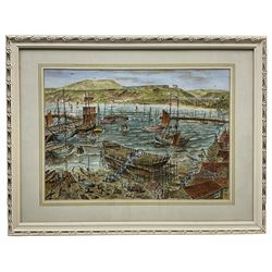  Frank Wootton (British 1911-1998): Tindall's Ship Yard Scarborough, watercolour signed and dated 1998, 28cm x 40cm