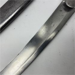 British 1796 Pattern Light Cavalry trooper's sword, the 84cm curving fullered blade stamped Hadley.1 to the back edge, steel hilt with knucklebow, D-shaped langets and leather grip; in polished steel scabbard stamped Osborn & Gunby Birmm. and W.R.16 ( ?16th Light Dragoons) with two suspension rings L100cm overall