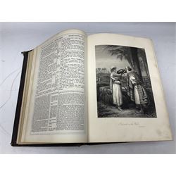 Victorian The Family Devotional Bible, by Rev Matthew Henry, pub. London and New York, The London Printing & Publishing Co, circa 1860, with steel engraving plates and gilt edges, L35cm