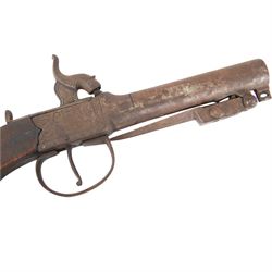19th century percussion hammer action pocket pistol with sprung bayonet, with 8cm (3.5