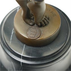 After Chiparus - Art Deco style bronze figure 'Illusions' on marble base H49cm