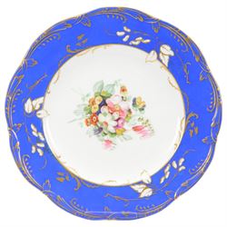 19th century and later cabinet plates, including Minton and Dresden examples, mostly painted with flowers, largest D27cm