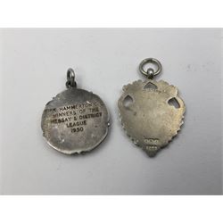 Ten early 20th century silver cartouche fobs, to include a Yorkshire Rose example, all hallmarked with various dates and makers
