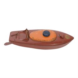 Two tinplate clockwork speedboats, comprising Meccano Hornby Speedboat no. 3 'Curlew', with key and Sutcliffe 'Racer 1'