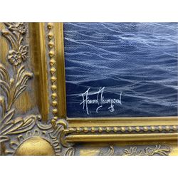 Adrian Thompson (British 1960-): Masted Ships at Sea, oil on canvas signed 40cm x 50cm