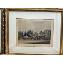 After James Pollard (British 1792-1862): 'The Taglioni Windsor Coach'; 'Royal Mail Coach'; 'The Royal Mails Preparing to Start' and 'The Unicorn Norwich Coach', set four 19th coloured engravings pub. 1824-1837 max 43cm x 59cm (4)