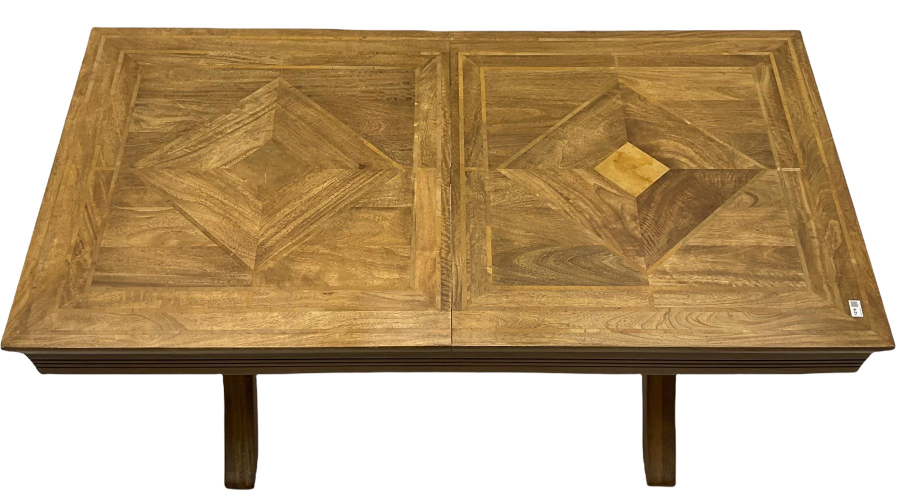 Willis & Gambier - mango wood and flagstone extending dining table with additional leaf, and set six dining chairs 