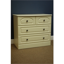  Cream finish chest fitted with two short and two long drawers, W83cm, H74cm, D48cm  