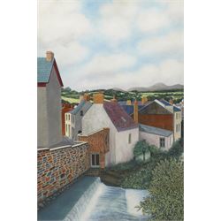 Tony Steele-Morgan (British 1930-2009): 'Brecon' Wales - Rooftops, oil on board signed ins...