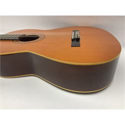 Harmony Model H6360 acoustic guitar in mahogany with spruce top, L103cm overall; and 1970s B&M (Barnes & Mullins) Concert Grande acoustic guitar, L101.5cm overall; each in hard carrying case (2)