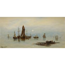 P Hayward (British 19th/20th century): Sailboats on Calm Seas, oil on canvas signed and da...