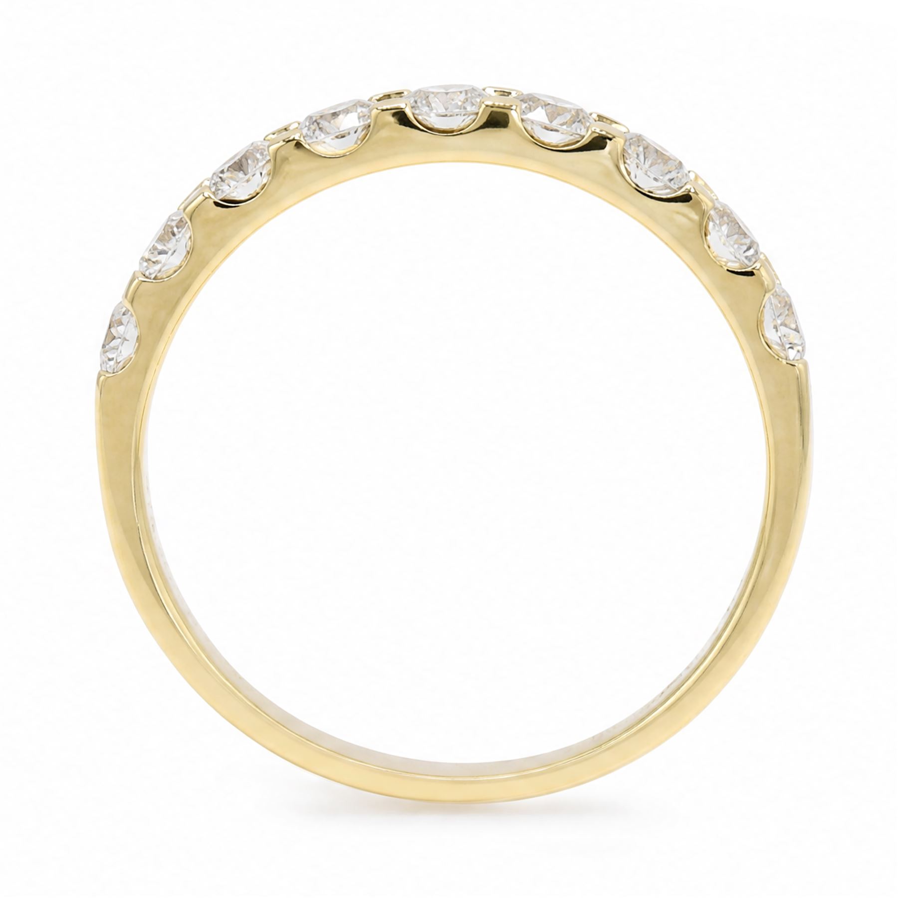 18ct gold diamond half eternity ring, set with nine round brilliant cut diamonds, hallmarked