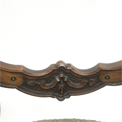  Two Victorian walnut bedroom chairs, shaped and carved cresting rail, upholstered seat, W46cm  