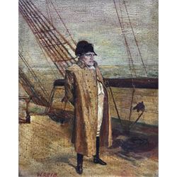 English Naive School (19th Century): Portrait of Napoleon, oil on canvas signed 'W Reid' 24cm x 19cm 