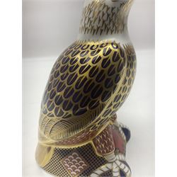 Royal Crown Derby paperweight, Bald Eagle, with a silver stopper, printed mark beneath, H18cm 