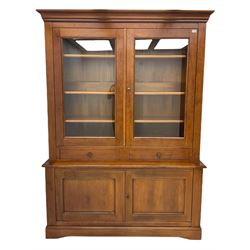 Grange Furniture cherry dresser, two glazed doors above two drawers and two cupboards