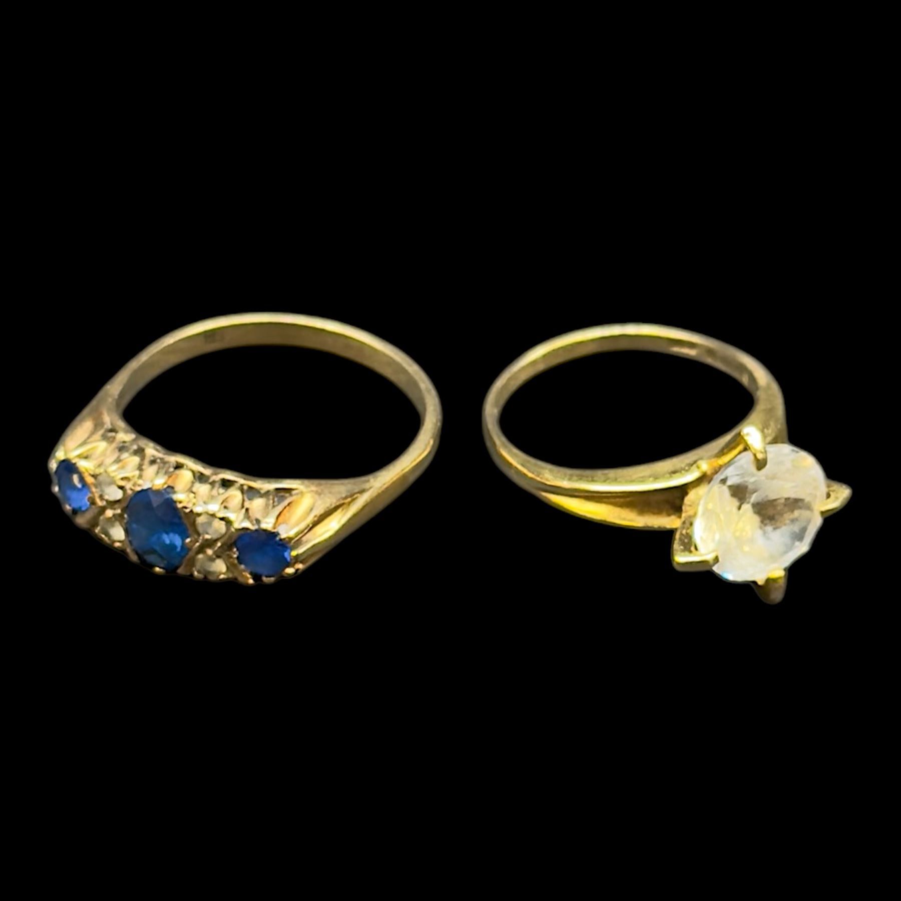 Two 9ct gold paste rings, one hallmarked