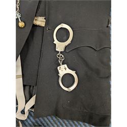 British Police Offices re-enactment uniform, including helmet, handcuffs and jacket