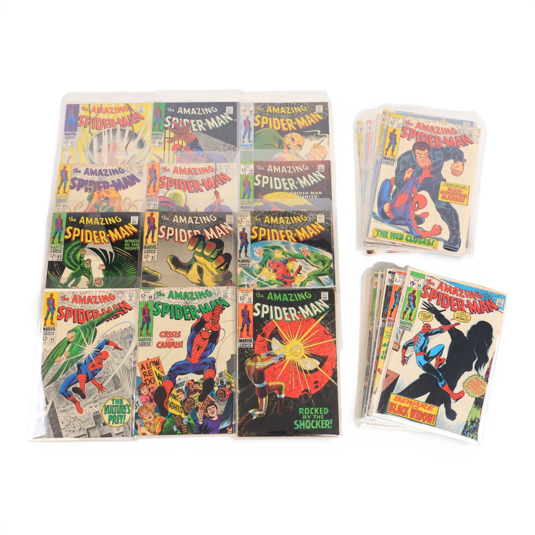 Forty-two Marvel Silver and Bronze Age 'The Amazing Spider-Man' comic books, spanning years 1968-1971, comprising issues #61-#95, #97, #99 and #100, including some duplicates