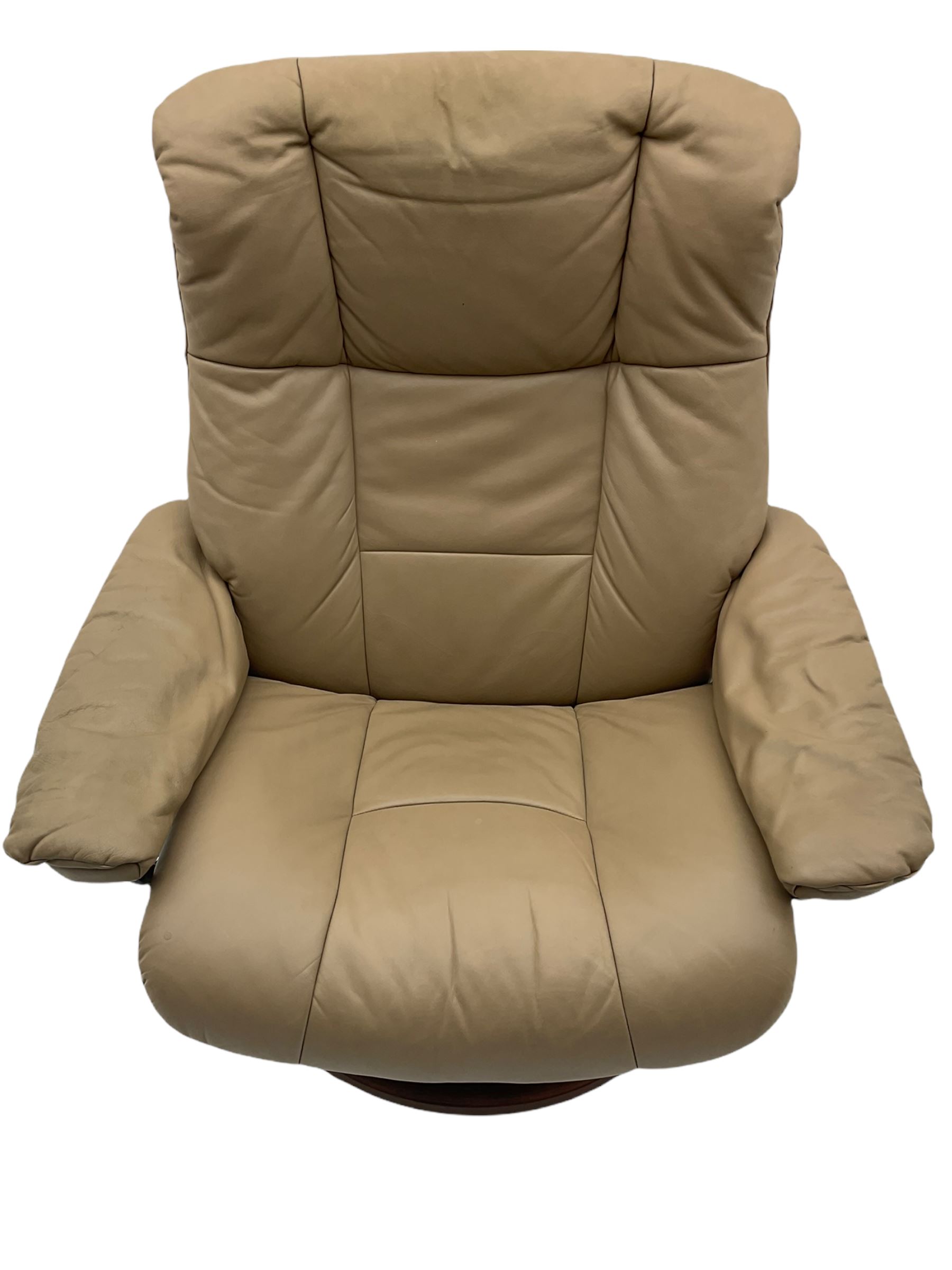 Ekornes Stressless Cream Leather Reclining Chair with Matching Footstool