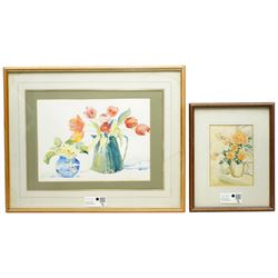 Jean Hammond (British 20th century): Still Life of Flowers in Vases, set four watercolours signed max 24cm x 33cm (4)