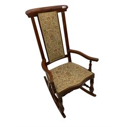 Late 19th century mahogany rocking chair, serpentine seat 
