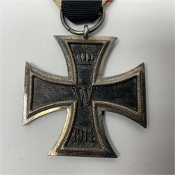 WWI Imperial German Iron Cross 2nd Class, the suspension ring indistinctly stamped M8?; with WWII ribbon