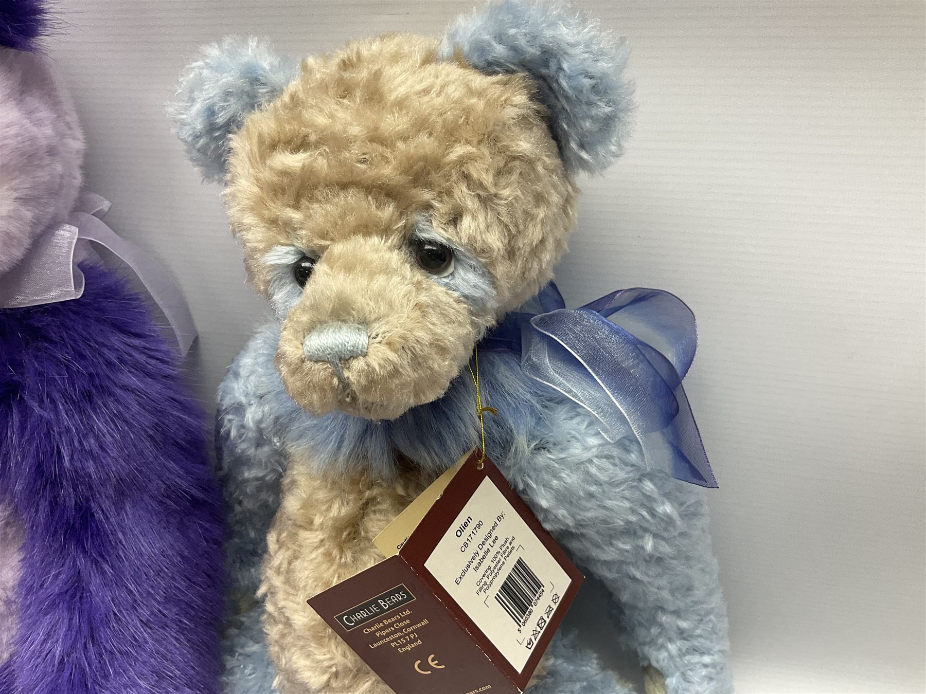 Seven Charlie Bears, comprising two limited edition examples, Parma Violet CB191963, designed by Isabelle Lee, limited to 3000, and Mary CB205250O, limited to 1000, plus Anniversary Carol CB151562, Olien CB171790, Dilly CB124946, Willamena CB202037A, and Kay CB191957B, each designed by Isabelle Lee, all with tags