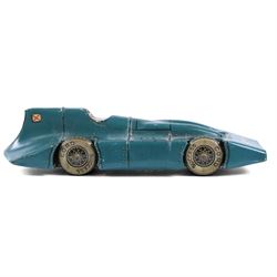 German tinplate clockwork model of Land Speed Record Car 'Bluebird' , blue body with 'Cord Success' to wheels