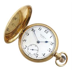 9ct gold full hunter 7 jewels keyless Tr