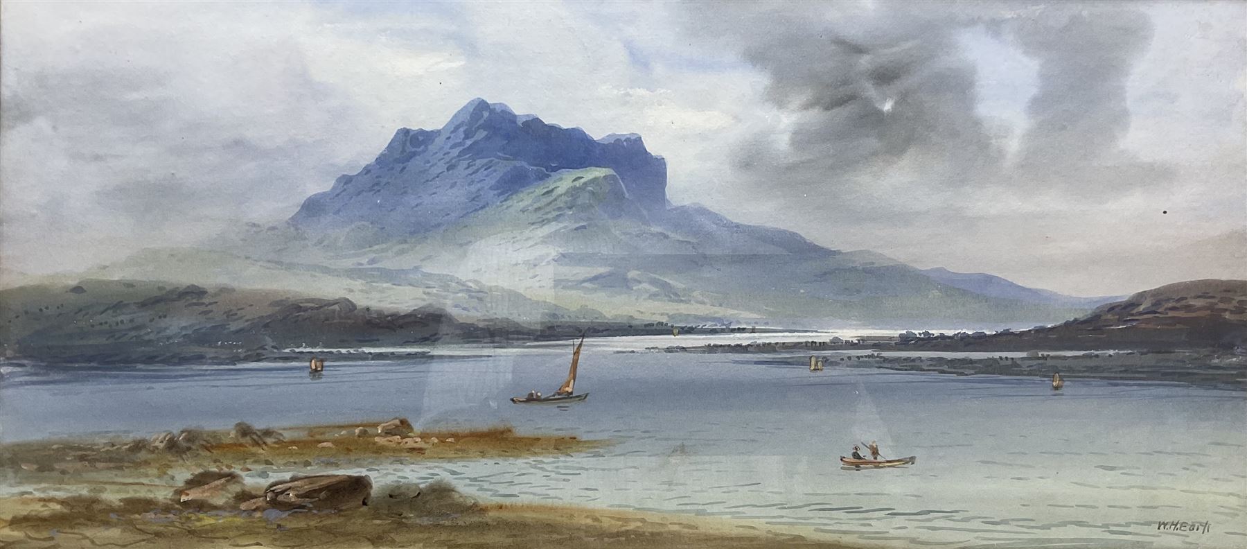 William Henry Earp (British 1831-1914): Highland Loch Scenes, pair watercolours signed 25cm x 56cm (2)