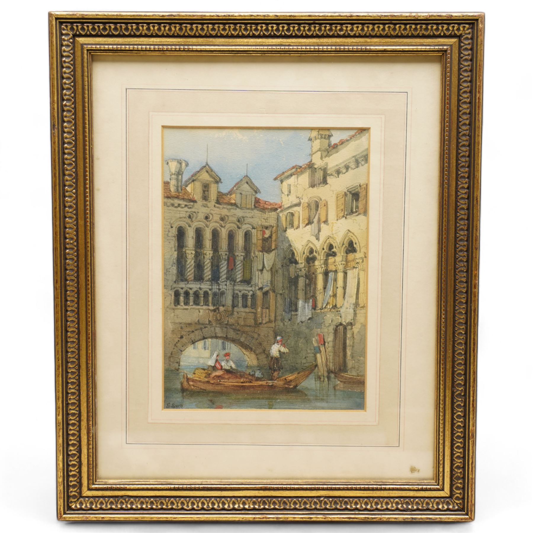 George Earp (British 19th century): Gondolier in a Venice Canal, watercolour signed 22cm x 16cm