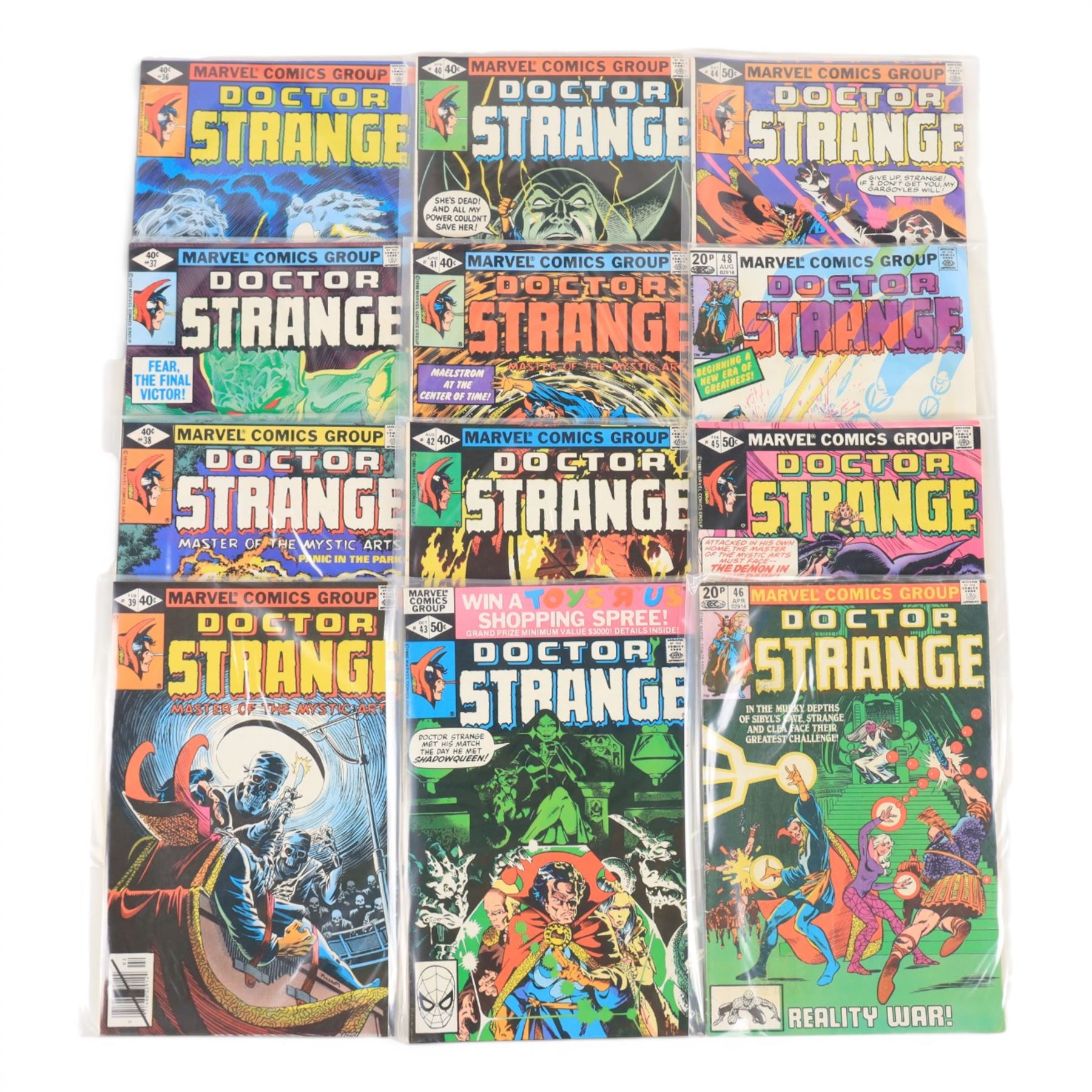 Fifty-six Marvel Bronze Age and later 'Doctor Strange' comic books, spanning years 1979 onwards, comprising volume 2 issues #36-#81, 'Doctor Strange Sorcerer Supreme' issues #1-#5 and some annuals