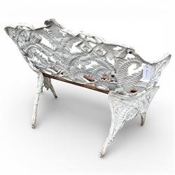 Coalbrookdale design white painted aluminium 'Fern' bench with slatted seat