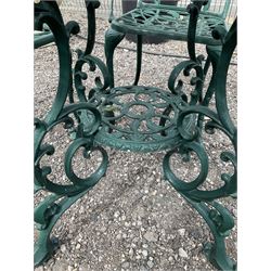 Green finish wrought iron garden table, and four chairs - THIS LOT IS TO BE COLLECTED BY APPOINTMENT FROM DUGGLEBY STORAGE, GREAT HILL, EASTFIELD, SCARBOROUGH, YO11 3TX