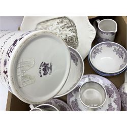 Shelley bowl, TG Green measuring jug, Villeroy & Boch sauce boat and stand, Burleigh Asiatic Pheasants plum cow creamer, cylindrical vase, mugs, bowls, jug etc, Spode 'Full Cry' The Hunt plate, Spode Ladybird mugs, Portmeirion, Meakin, Carlton China, teawares, ceramics etc