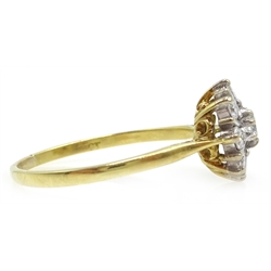  Diamond cluster gold ring stamped 18ct  