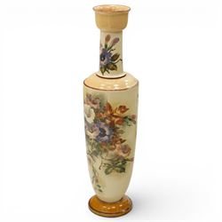 Late Victorian Tooth & Co Bretby floor vase  decorated with large sprays of flowers, incised signature H94cm 