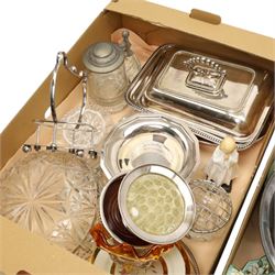 Royal Doulton figure Bedtime HN1978, plated entree dish, other plated items, tea set and other items in three boxes