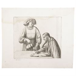 Frederick George Austin (British 1902-1990): A Woman on her Houseboat and  The Tavern Maid and Patron, two drypoint etchings signed in the plate and inscribed in pencil max  14cm x 11cm (2) (unframed) 
Provenance: direct from the granddaughter of the artist