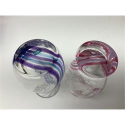 Collection of Caithness glass vases and dishes, to include mottled and swirl designs,  largest 20cm (23)