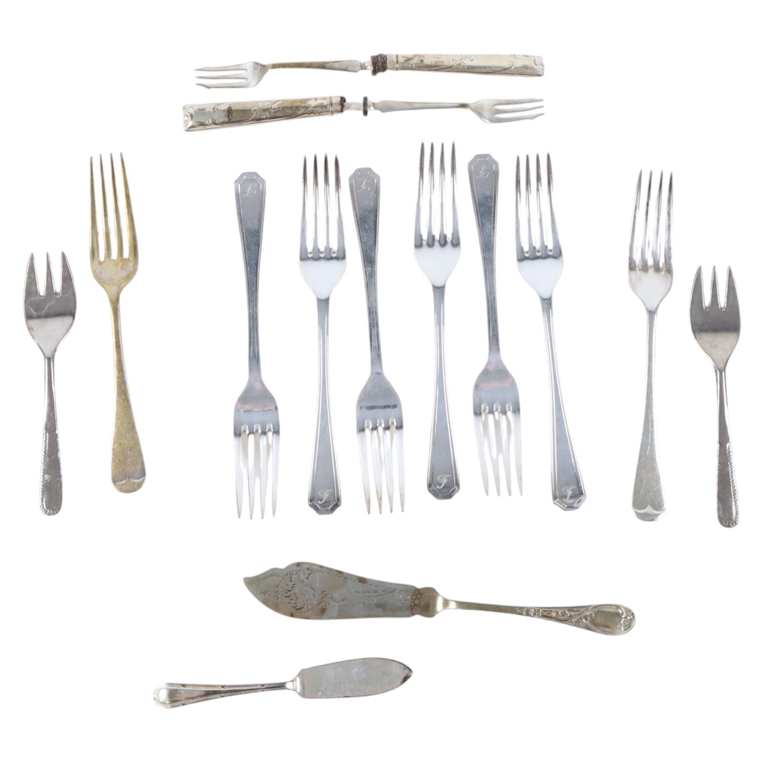 Silver napkin ring, hallmarked, together with silver plated canteen of cutlery and further silver plated wares