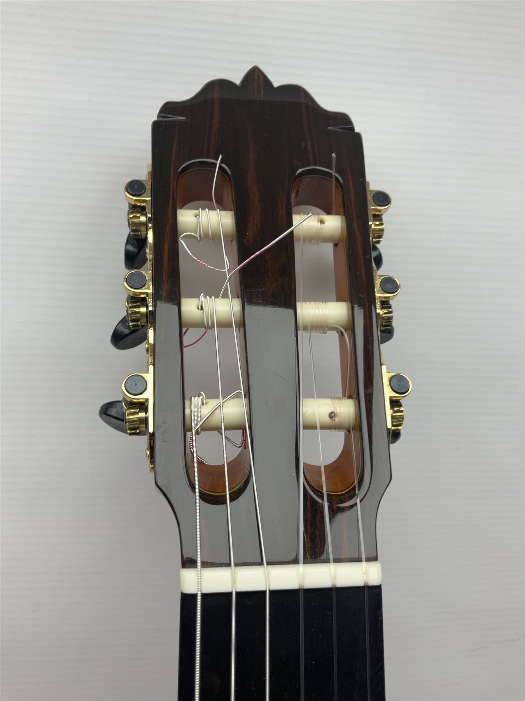 2019 A. Burguet Valencia hand made Flamenco guitar model IF-001 with spruce top and cypress wood back and sides; bears maker's label, L98cm; in original Burguet fitted hard carrying case