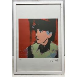 After Andy Warhol (American 1929-1987): Portrait of Man Ray, limited edition offset lithograph embossed  'George Israel Editeur' and numbered 21/100 in pencil 56cm x 37cm 