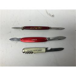 Twenty-nine pocket knives including commemorative and advertising examples, Richards of Sheffield single blade folding knife etc
